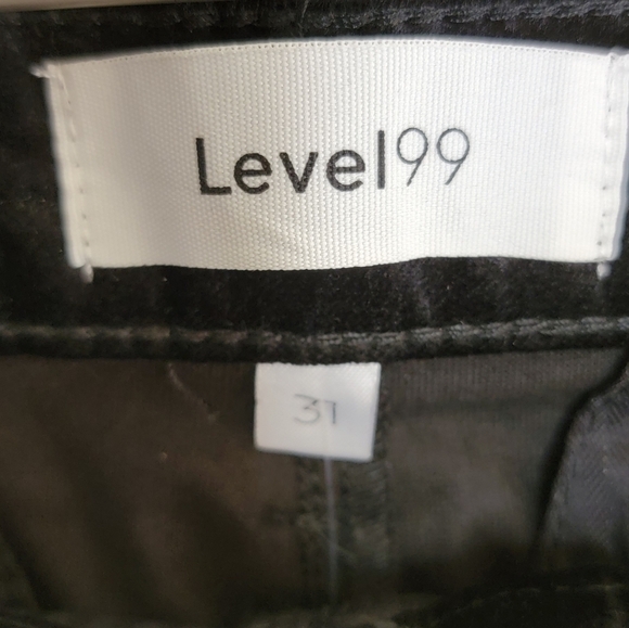 NWT Evereve Level 99 | High Rise Black Velvet Flared Leg Pants Size 31 - Picture 2 of 6